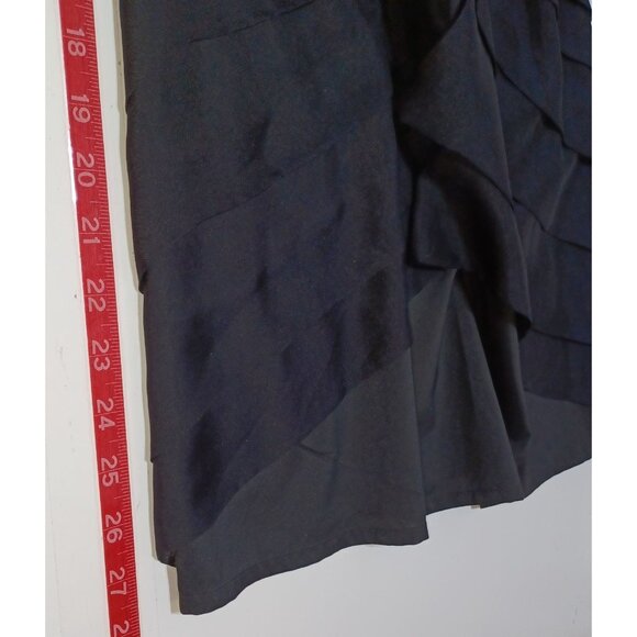 100% Silk Halter Party Cocktail Dress Womens S Black Tiered Ruffle Bubble Trim - Picture 7 of 7
